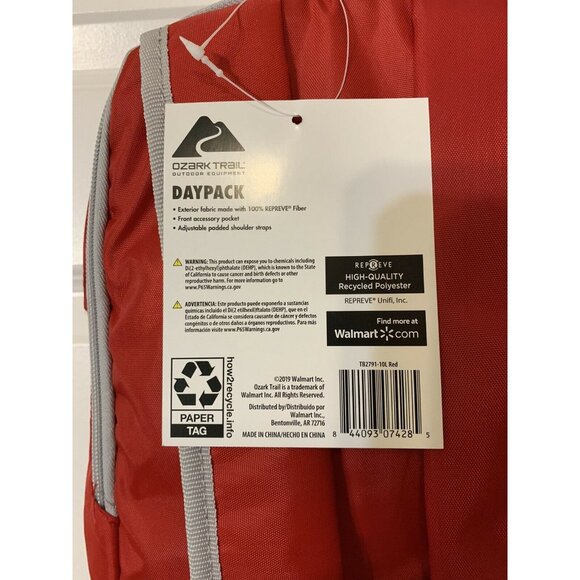 New Ozark Trail Hiking Lightweight Day Pack 10L Backpack Red NWT - Picture 5 of 9
